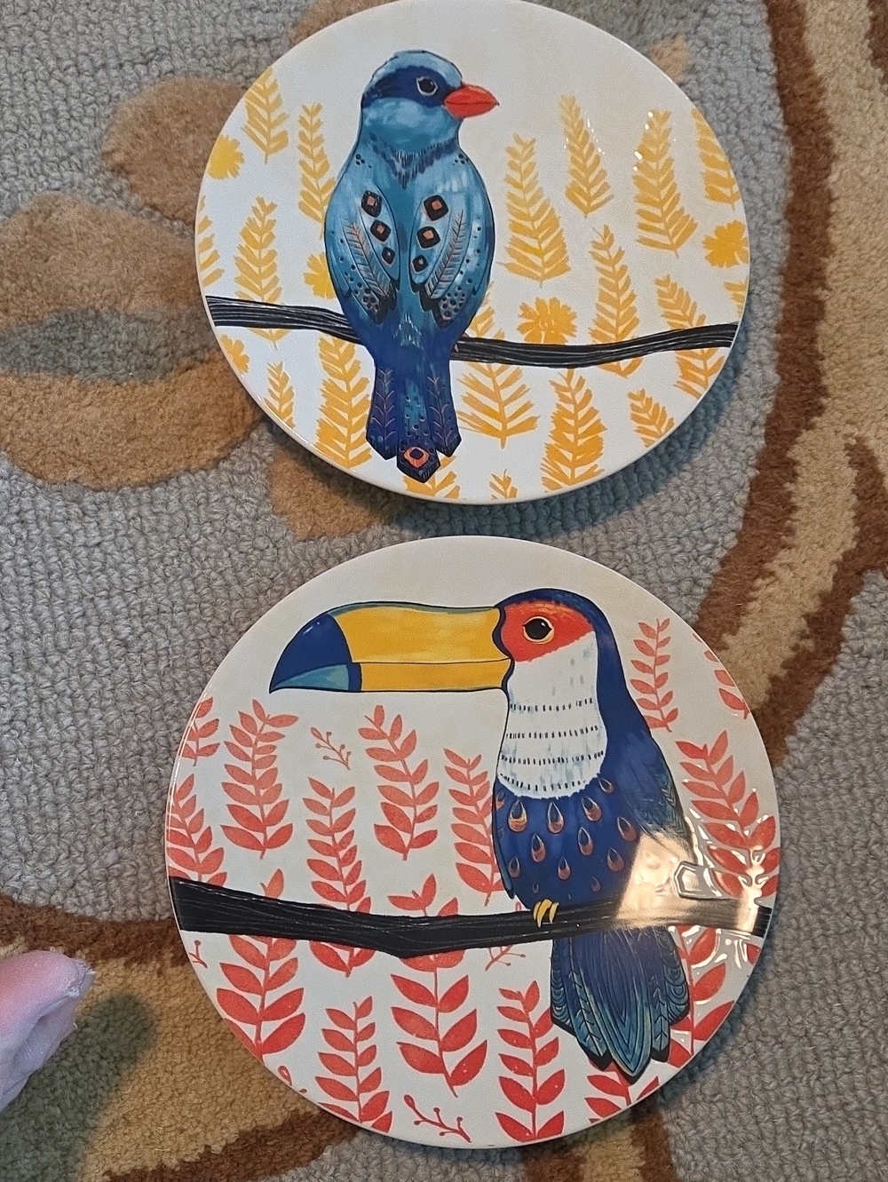 Pier 1 Set Of 2 Trooical Bird 9 Inch Plates